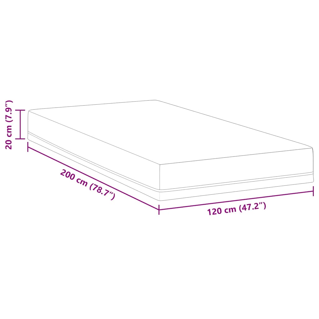 vidaXL Στρώμα Λευκό και Μπλε 120 x 200 cm Ζακάρ ύφασμα