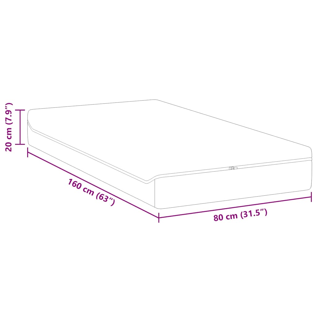 vidaXL Στρώμα Λευκό και Γκρι 80 x 160 cm Τσέπες ελατηρίων