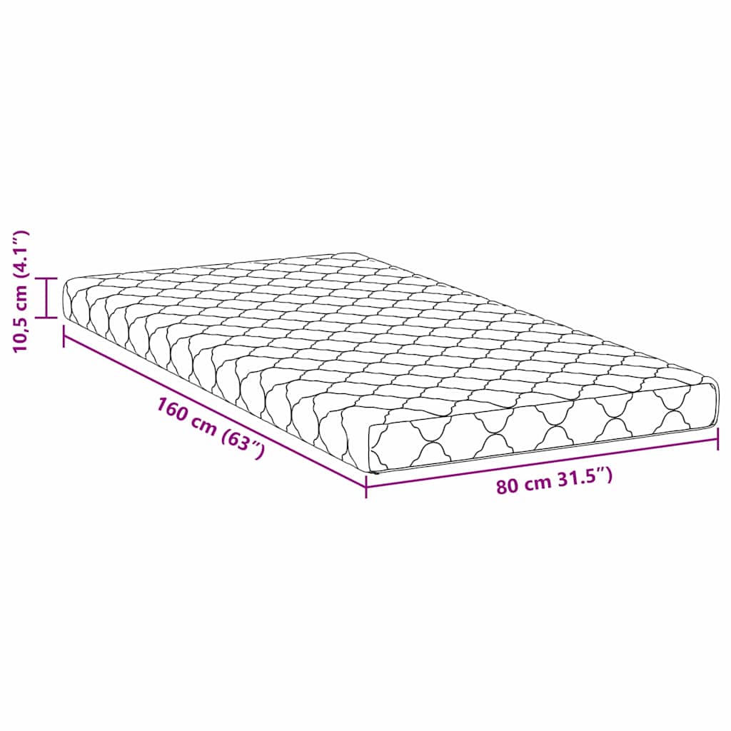 vidaXL Στρώμα Λευκό 80 x 160 cm Ζακάρ ύφασμα