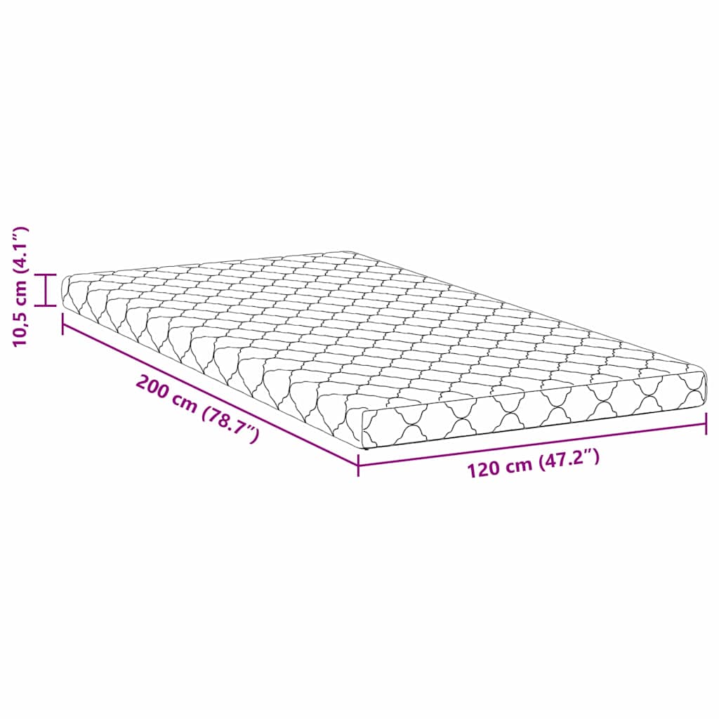 vidaXL Στρώμα με Στρώση Καρύδας Λευκό 200 x 120 εκατοστά PU Αφρός