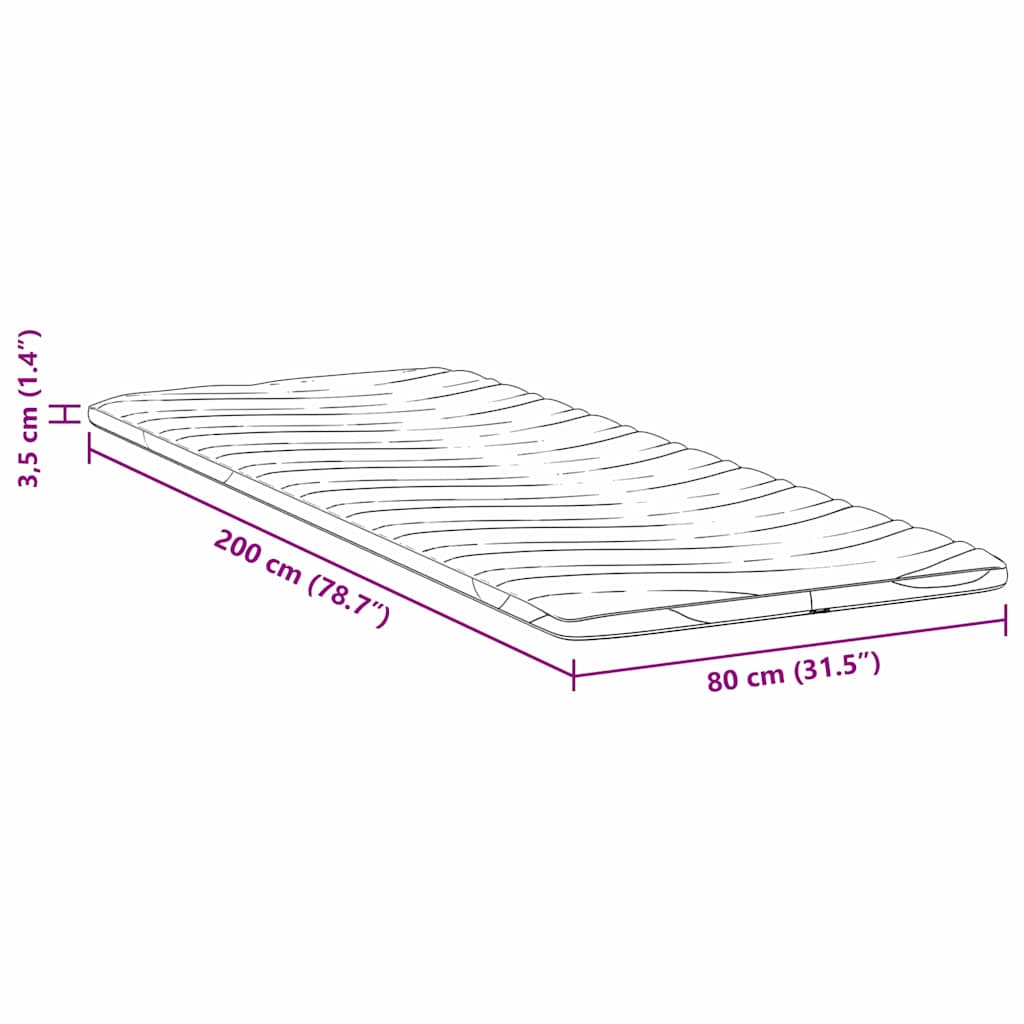 vidaXL Στρώμα επικάλυψης Λευκό 80 x 200 cm Υφασμα Πλεκτό
