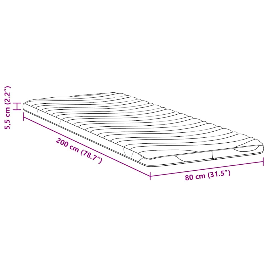 vidaXL Στρώμα επικάλυψης Λευκό 80 x 200 cm Υφασμα Πλεκτό