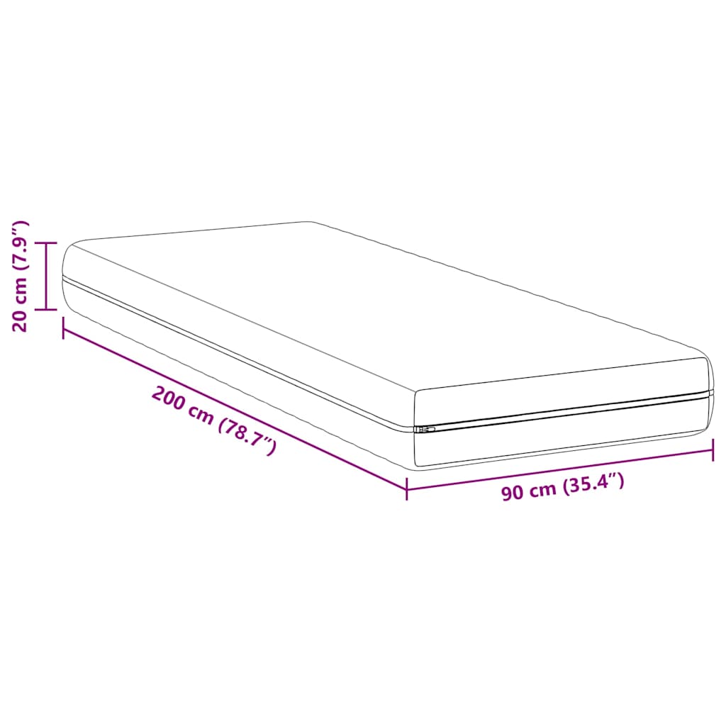 vidaXL Στρώμα με Στρώση Καρύδας Λευκό 90 x 200 cm Τσέπες ελατηρίων