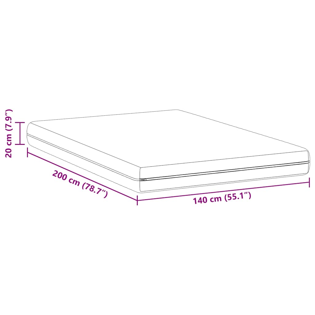 vidaXL Στρώμα με Στρώση Καρύδας Λευκό 140 x 200 cm Τσέπες ελατηρίων