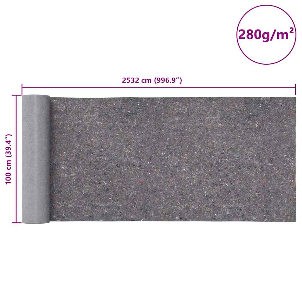 vidaXL Αντιολισθητικό μαλλί ζωγράφου 25 m 280 g/m² Γκρι