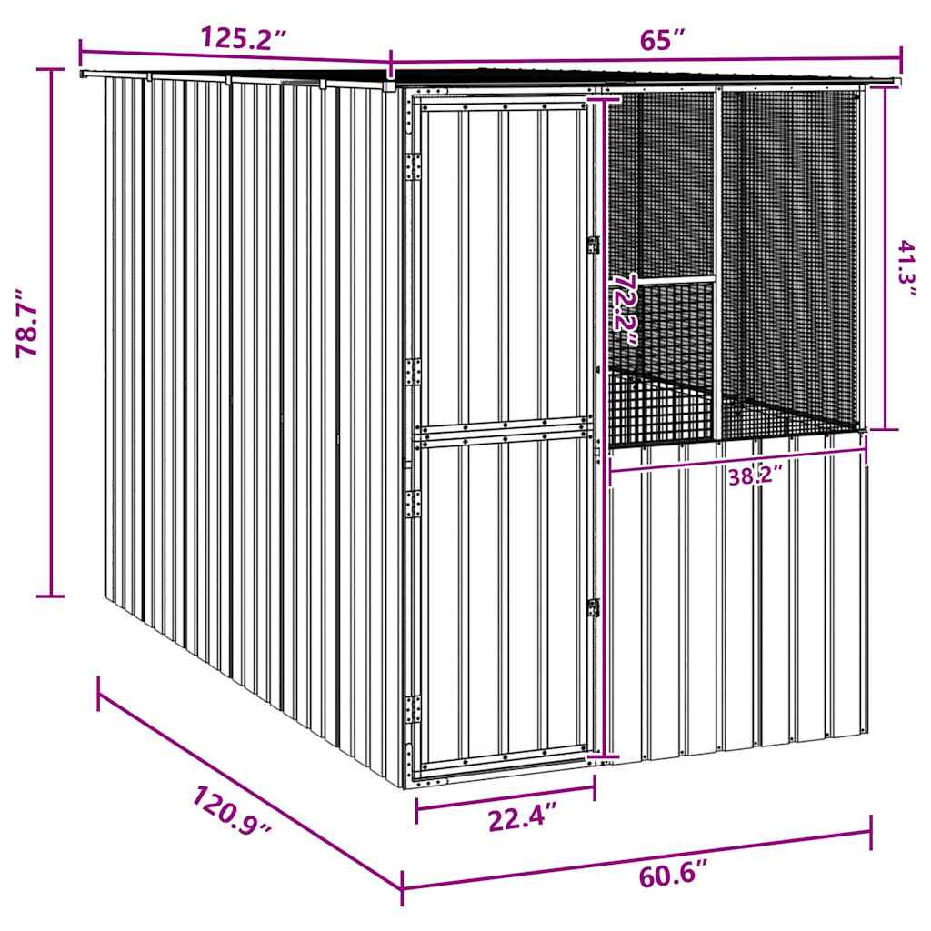 Κλουβί Πουλιών vidaXL Ανθρακί 215x78x200 εκ Γαλβανισμένο Ατσάλι