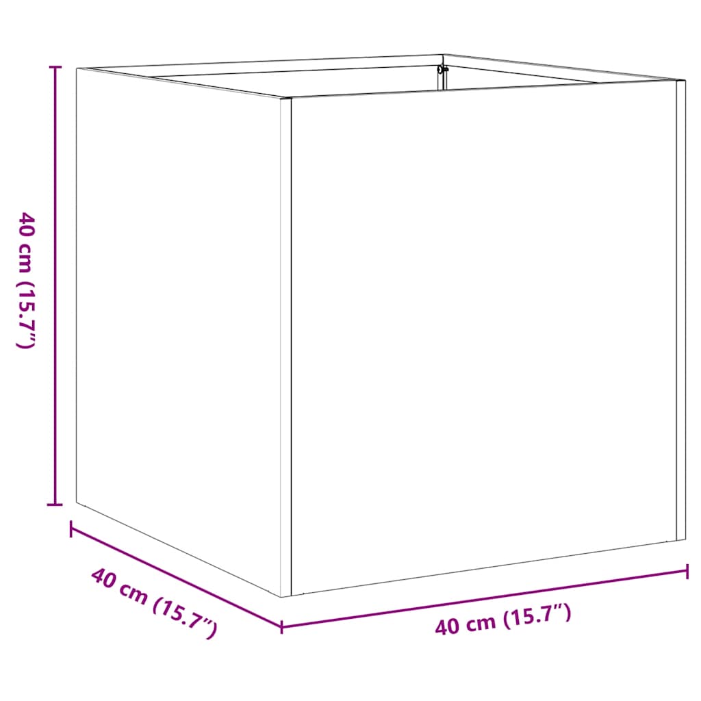 vidaXL Ζαρντινιέρα Λαδί 40x40x40 εκ. από Χάλυβα Ψυχρής Έλασης