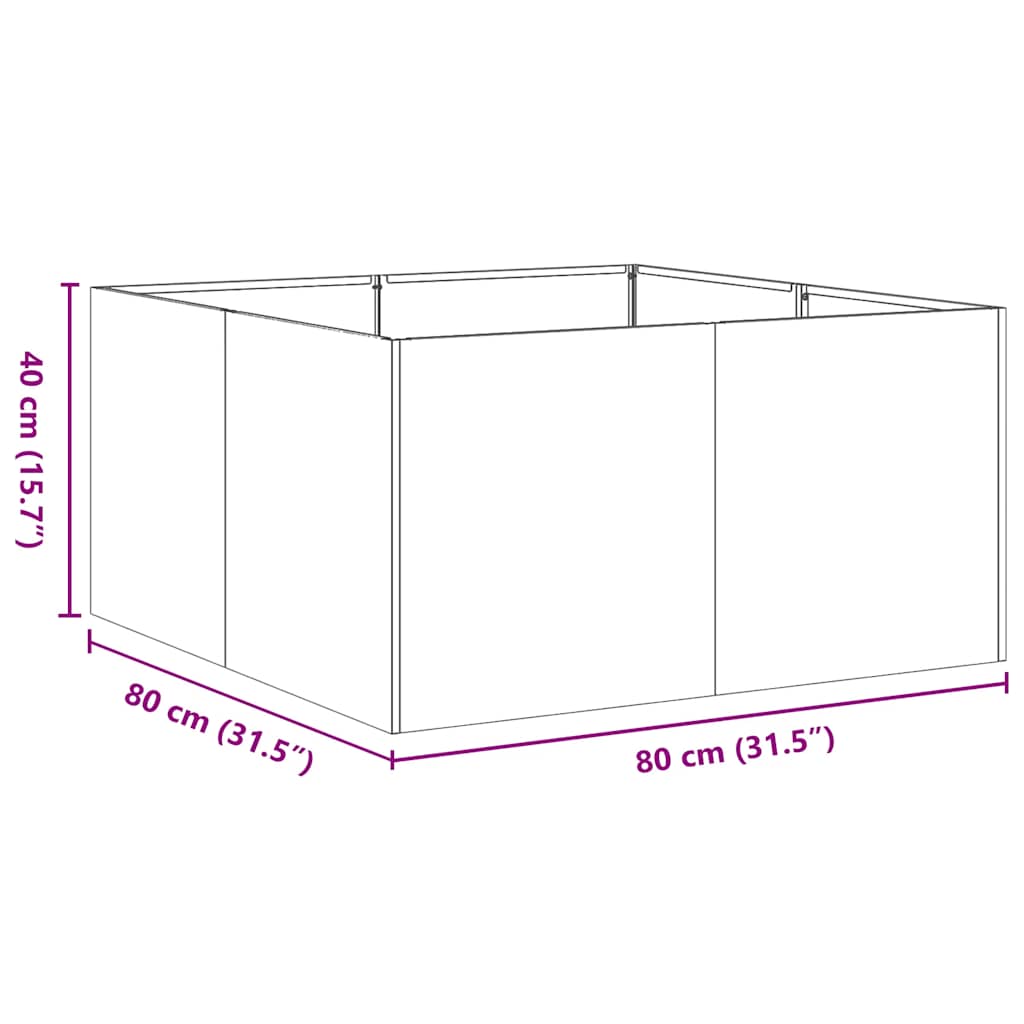 vidaXL Ζαρντινιέρα Λαδί 80x80x40 εκ. από Χάλυβα Ψυχρής Έλασης