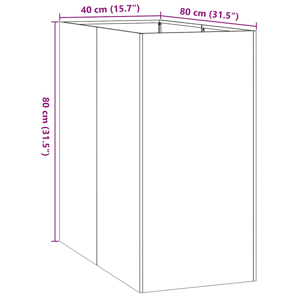 vidaXL Ζαρντινιέρα 40x80x80 εκ. από Ανοξείδωτο Ατσάλι
