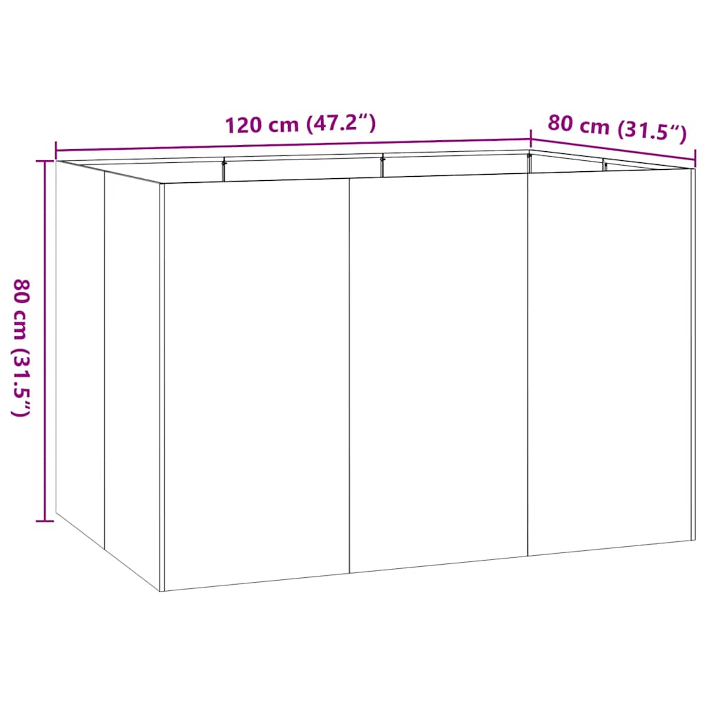 vidaXL Ζαρντινιέρα 120x80x80 εκ. από Ανοξείδωτο Ατσάλι