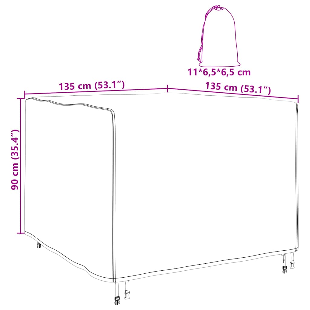 vidaXL Κάλυμμα Επίπλων Εξωτερικού Χώρου 135 x 135 x 90 cm Ύφασμα 210D