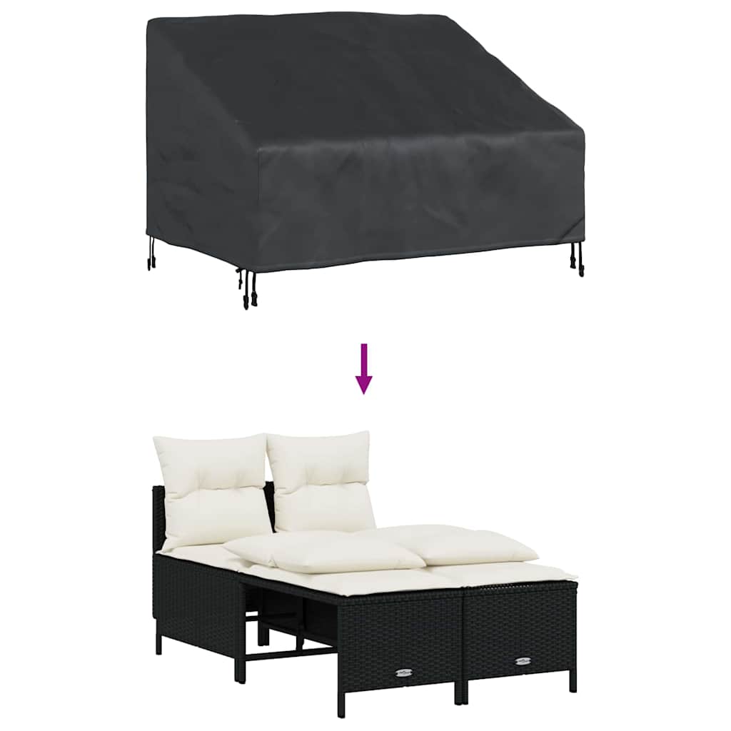 vidaXL Κάλυμμα Παγκάκι Κήπου Μαύρο 130 x 95 x 40 / 80 εκ Ύφασμα 210D