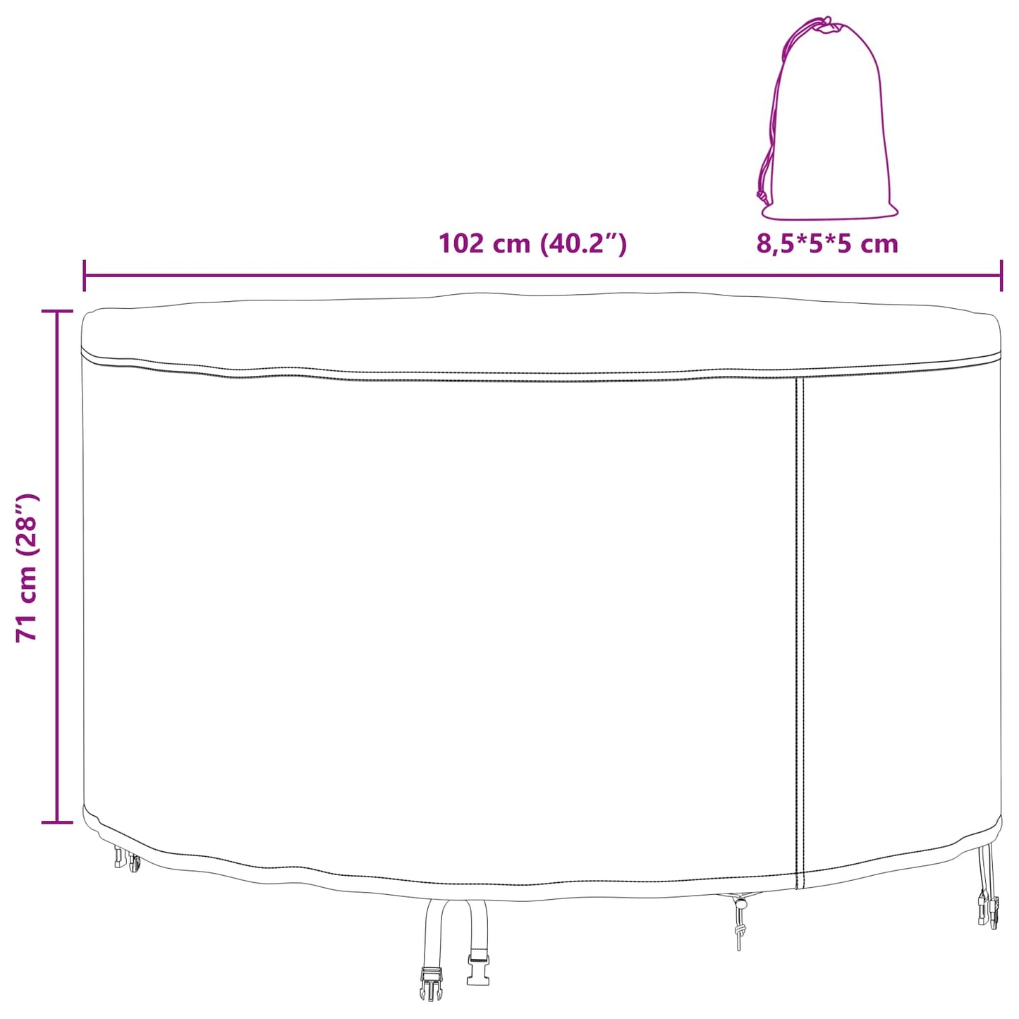 vidaXL Κάλυμμα επίπλων εξωτερικού χώρου 102 x 102 x 71 εκ. Ύφασμα 420D