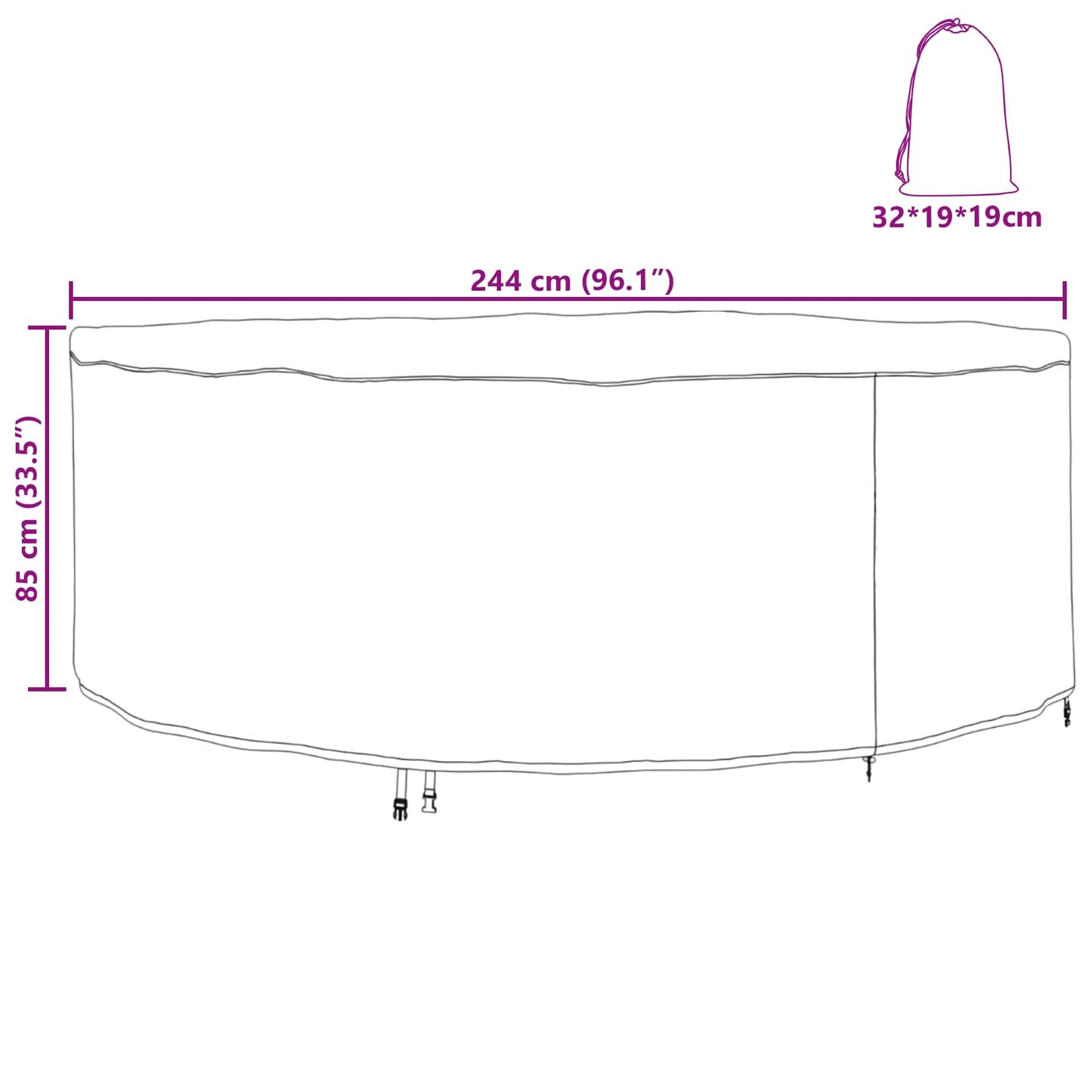 vidaXL Κάλυμμα επίπλων εξωτερικού χώρου 244 x 244 x 85 εκ.