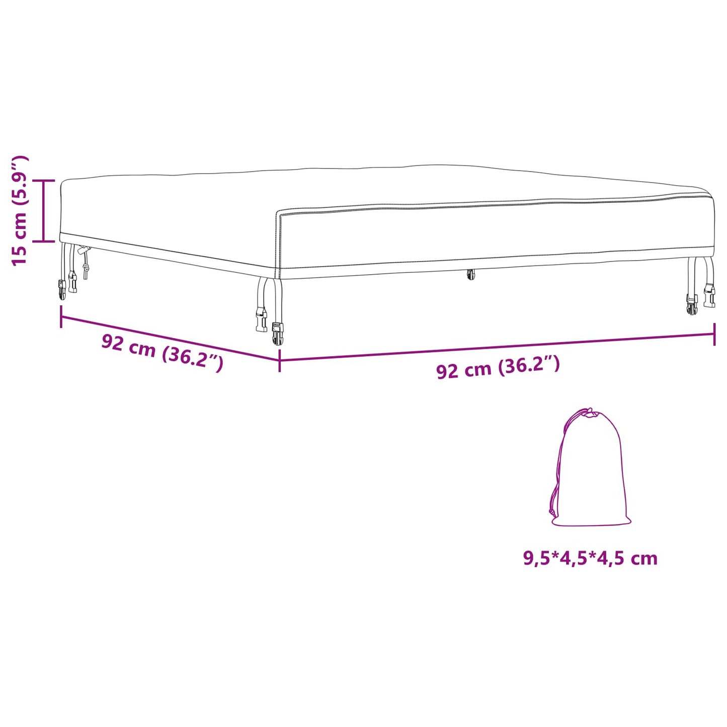 vidaXL Κάλυμμα Επίπλων Εξωτερικού Χώρου 92 x 92 x 15 εκ