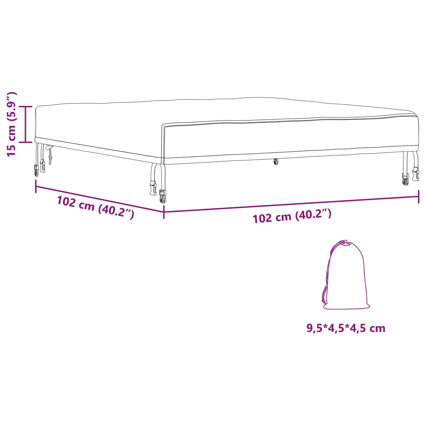 vidaXL Κάλυμμα Επίπλων Εξωτερικού Χώρου 102 x 102 x 15 εκ