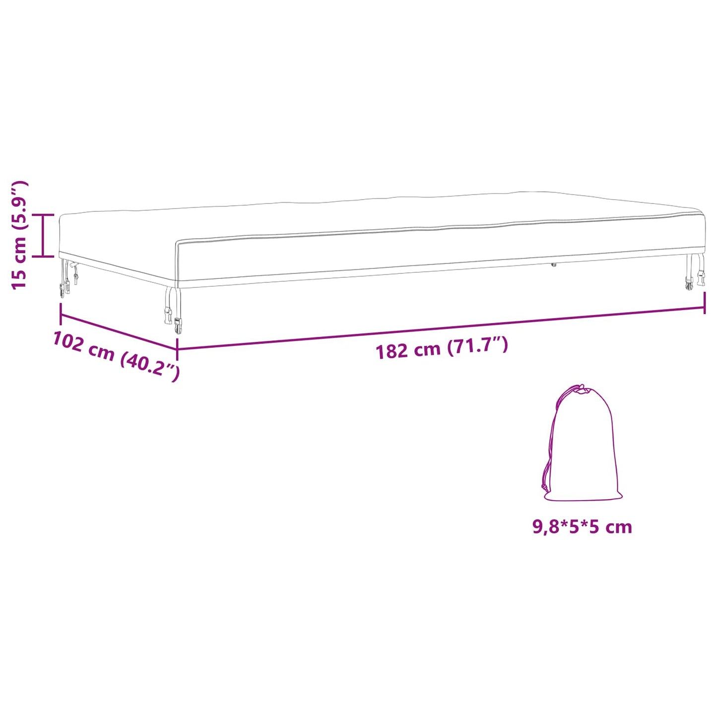 vidaXL Κάλυμμα επίπλων εξωτερικού χώρου 182 x 102 x 15 εκ
