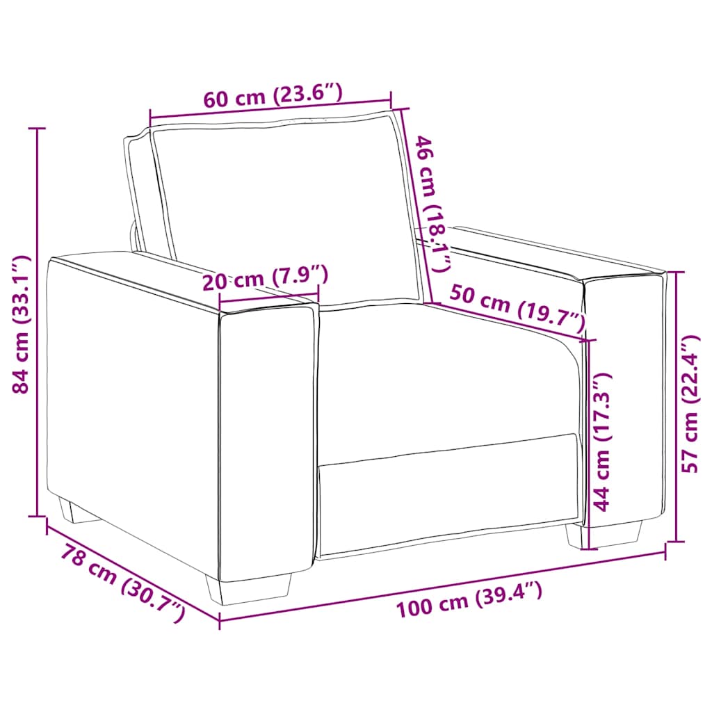 vidaXL Πολυθρόνα-Καναπέ-Καφέ 100x78x84 εκ. από Ύφασμα