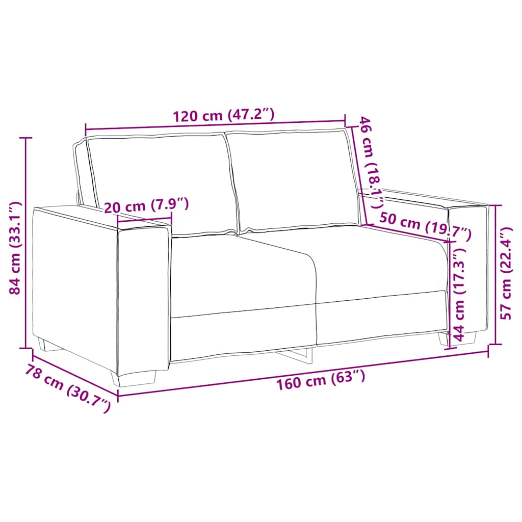 vidaXL Διθέσιος Καναπές Σκούρο Πράσινο 160x78x84 εκ. Ύφασμα