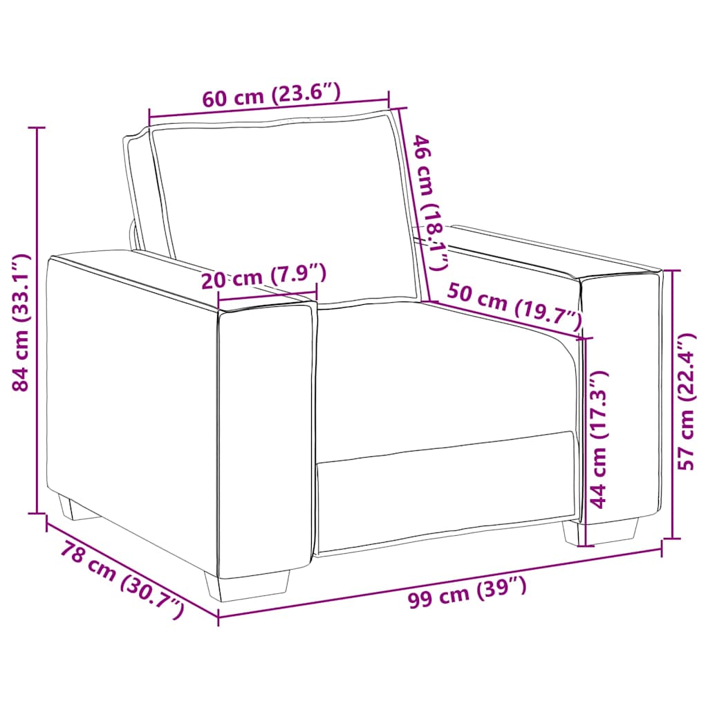 vidaXL Πολυθρόνα-Καναπέ-Κρεμ 100x78x84 εκ. Βελούδο