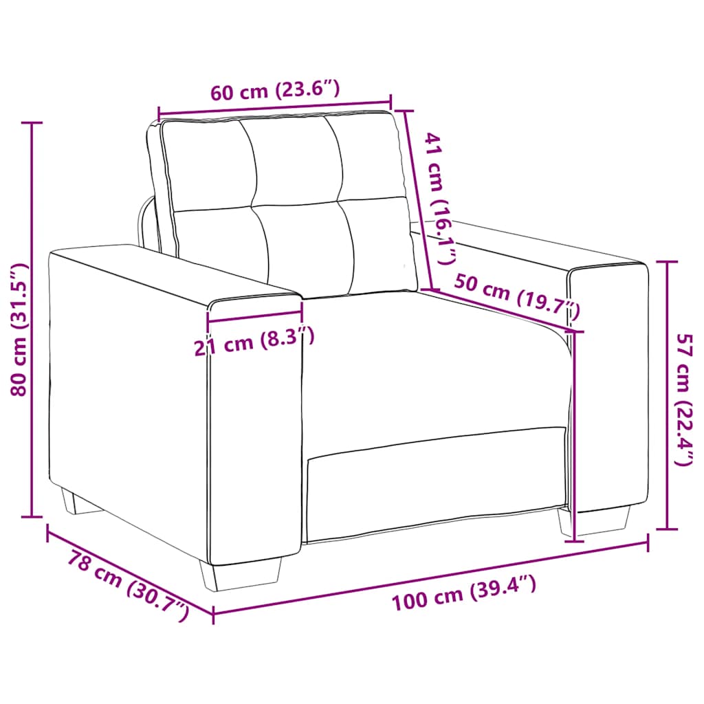 vidaXL Πολυθρόνα-Καναπέ Ροζ Βελούδινη 100x78x80 εκ.