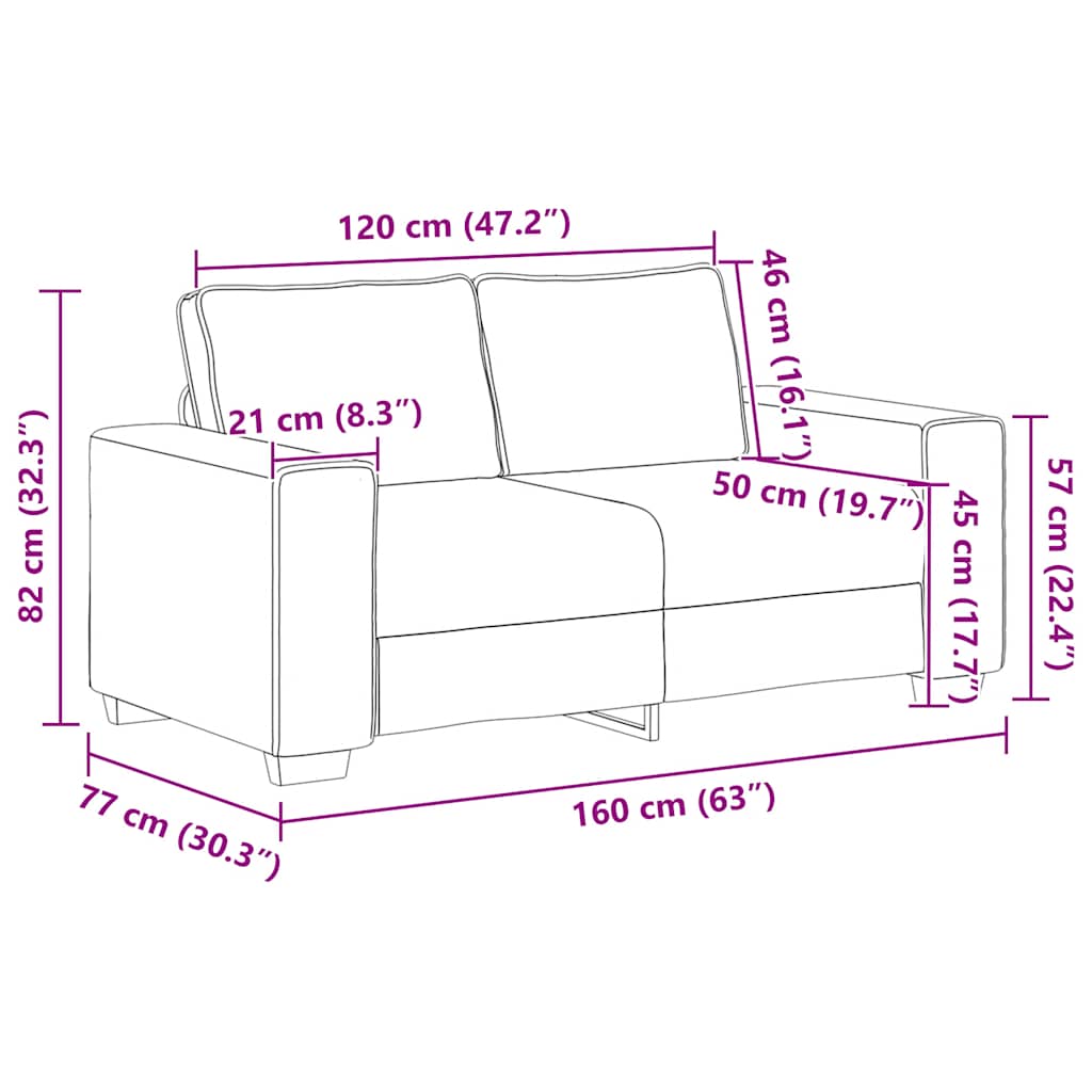 vidaXL Διθέσιος Καναπές Ανοιχτό Γκρι 160x77x82 εκ. Ύφασμα