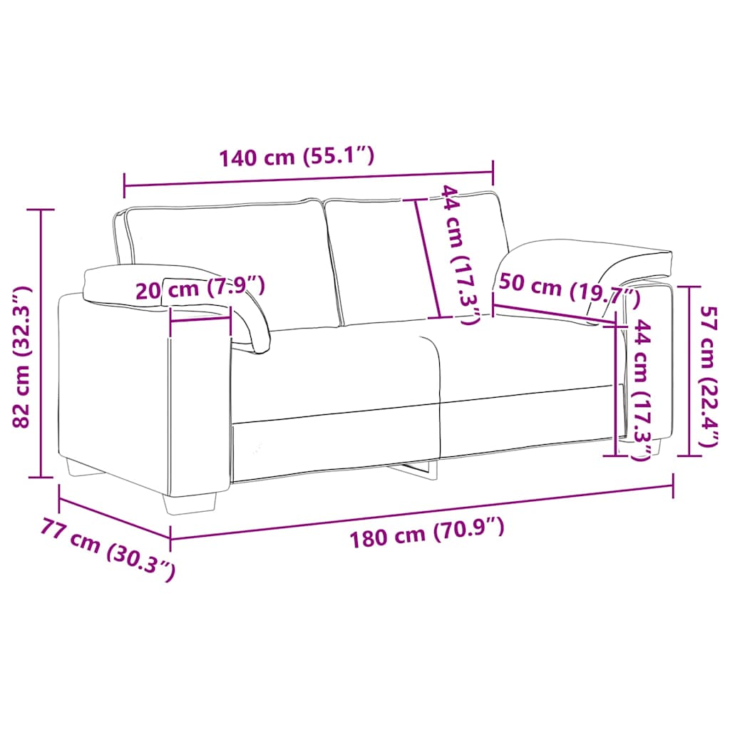 vidaXL Διθέσιος καναπές Ανοιχτό γκρι 180 cm ύφασμα