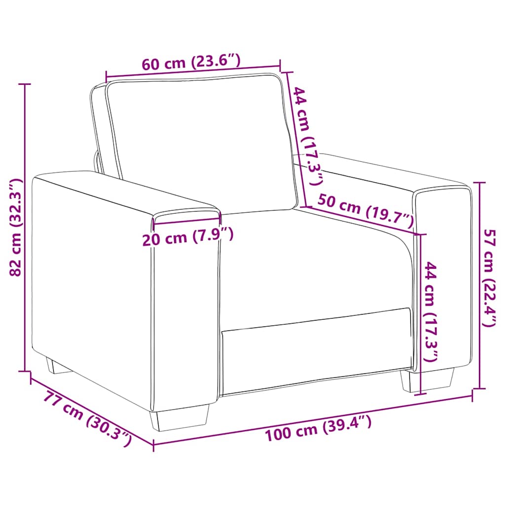 vidaXL Πολυθρόνα Σκούρο Γκρι Βελούδινη 100 x 77 x 82 εκ.