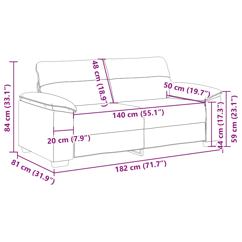 vidaXL Διθέσιος Καναπές Μαύρος 180x81x84 εκ. από Συνθετικό Δέρμα