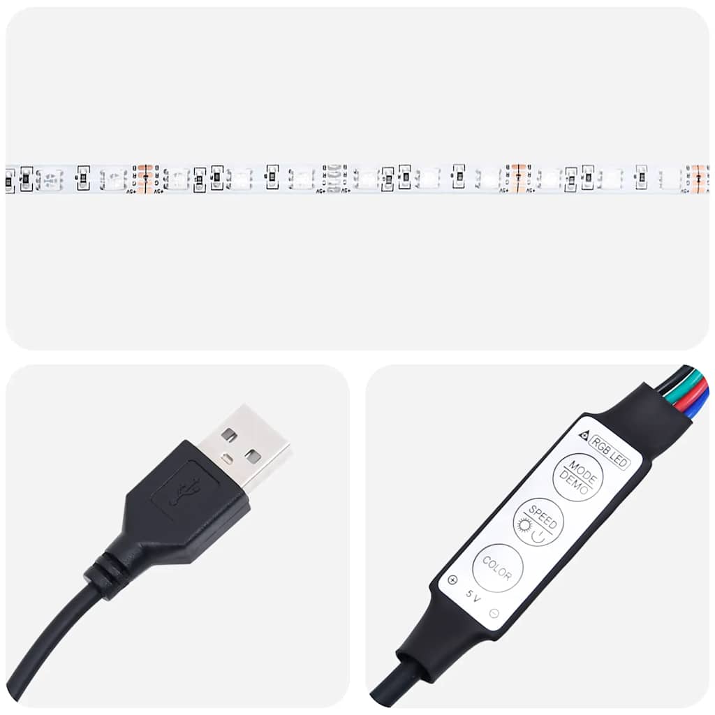 vidaXL Κομοδίνο με φώτα LED Καπνιστή βελανιδιά 38x34x50 cm