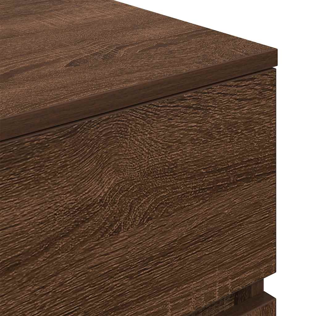 vidaXL Κομοδίνα 2 τεμ. Καφέ Δρυς 39x35x65 εκ. Επεξεργασμένο Ξύλο