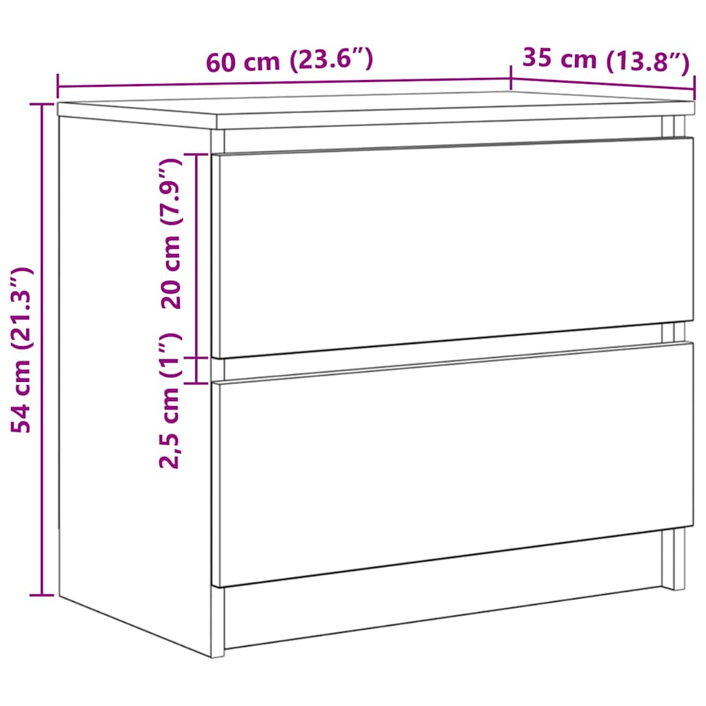 ντουλάπι τηλεόρασης vidaXL Λευκό 60x35x54 cm Κατασκευασμένο ξύλο