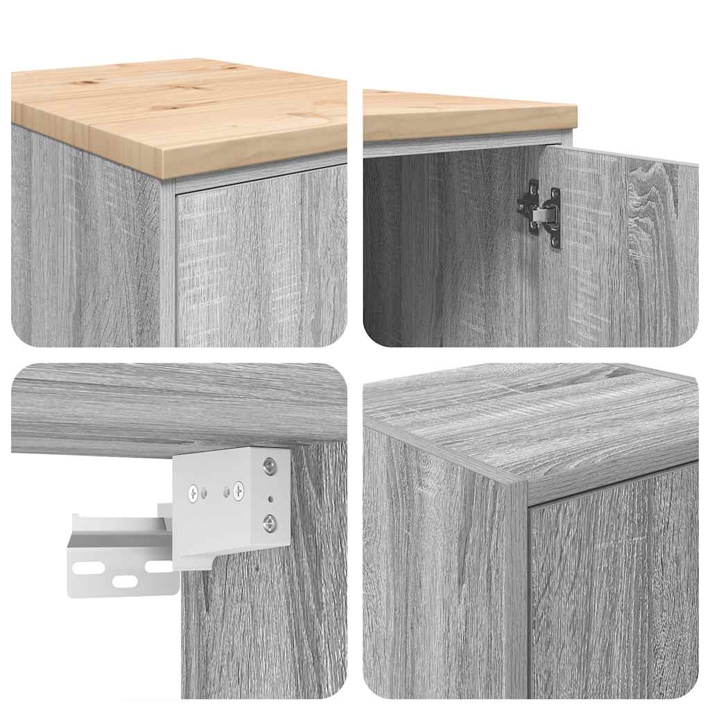 vidaXL ντουλάπια γκαράζ 2 τεμ. Γκρι Sonoma από Επεξεργασμένο Ξύλο