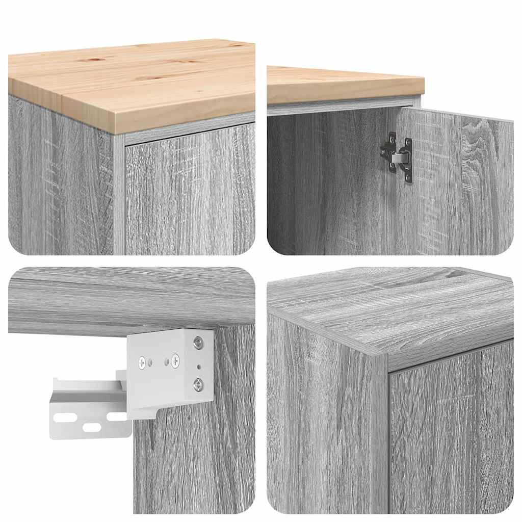 vidaXL ντουλάπια γκαράζ 2 τεμ. Γκρι Sonoma από Επεξεργασμένο Ξύλο