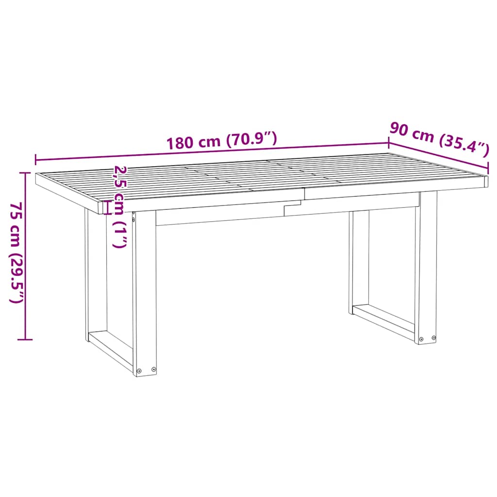 vidaXL Τραπεζαρία "NOAIN" Πόδια σε σχήμα U 180x90x75 cm