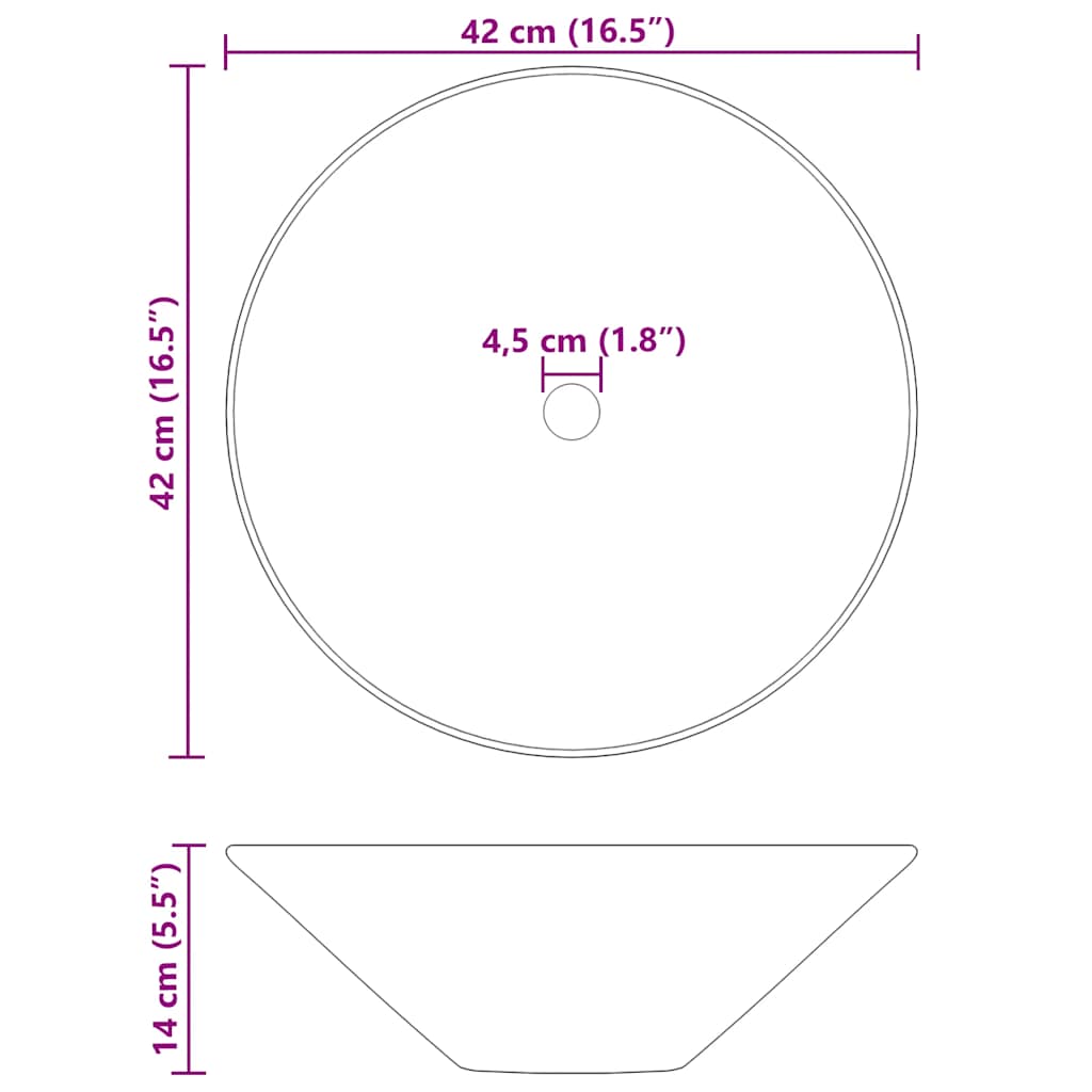 vidaXL Νιπτήρες 2 τεμ. Γυαλιστεροί Μαύροι Ø42x14 εκ. Κεραμικοί