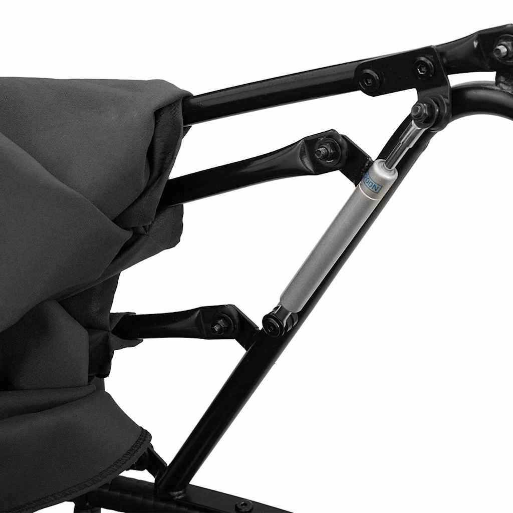 vidaXL Καναπές Εξωτερικού Χώρου Σκίαστρο & Μαξιλάρια Μαύρο Συνθ. Ρατάν