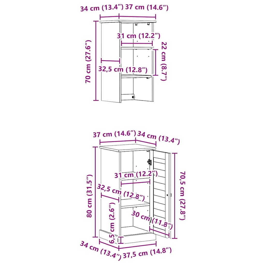 vidaXL Σετ Επίπλων Μπάνιου 2 pcs Καφέ και Λευκό 37 x 34 x 150 εκ