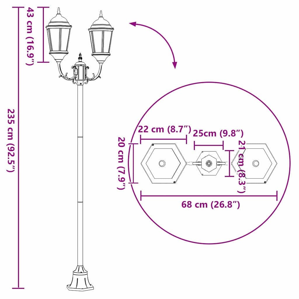 vidaXL Φωτιστικό Κήπου Μπρονζέ Αλουμίνιο και Γυαλί