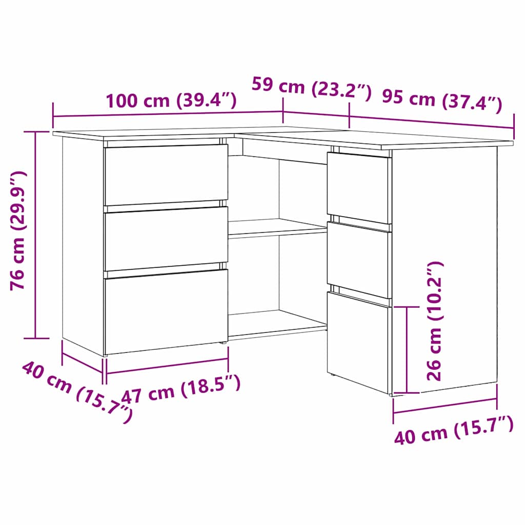 vidaXL Γραφείο με ράφι Μαύρη Οξυά 145 x 100 x 76 εκ Επεξεργασμένο ξύλο