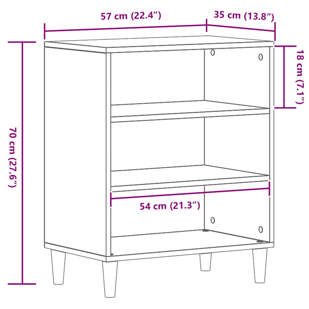vidaXL Πλαϊνό γραφείο Μαύρη Οξυά 57 x 35 x 70 εκ Επεξεργασμένο ξύλο
