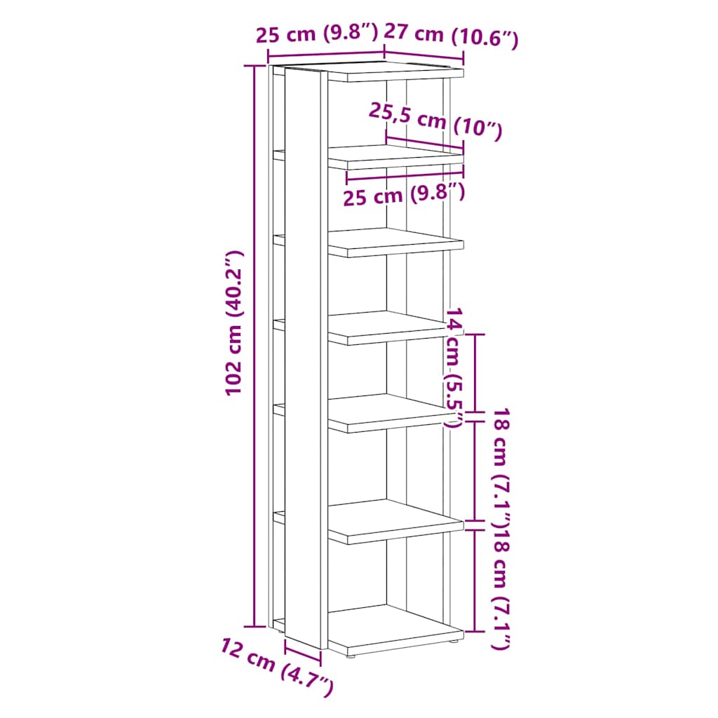 vidaXL Παπουτσοθήκες 2 τεμ. Μαύρη Δρυς 25x27x102 εκ. από Τεχνητό Ξύλο