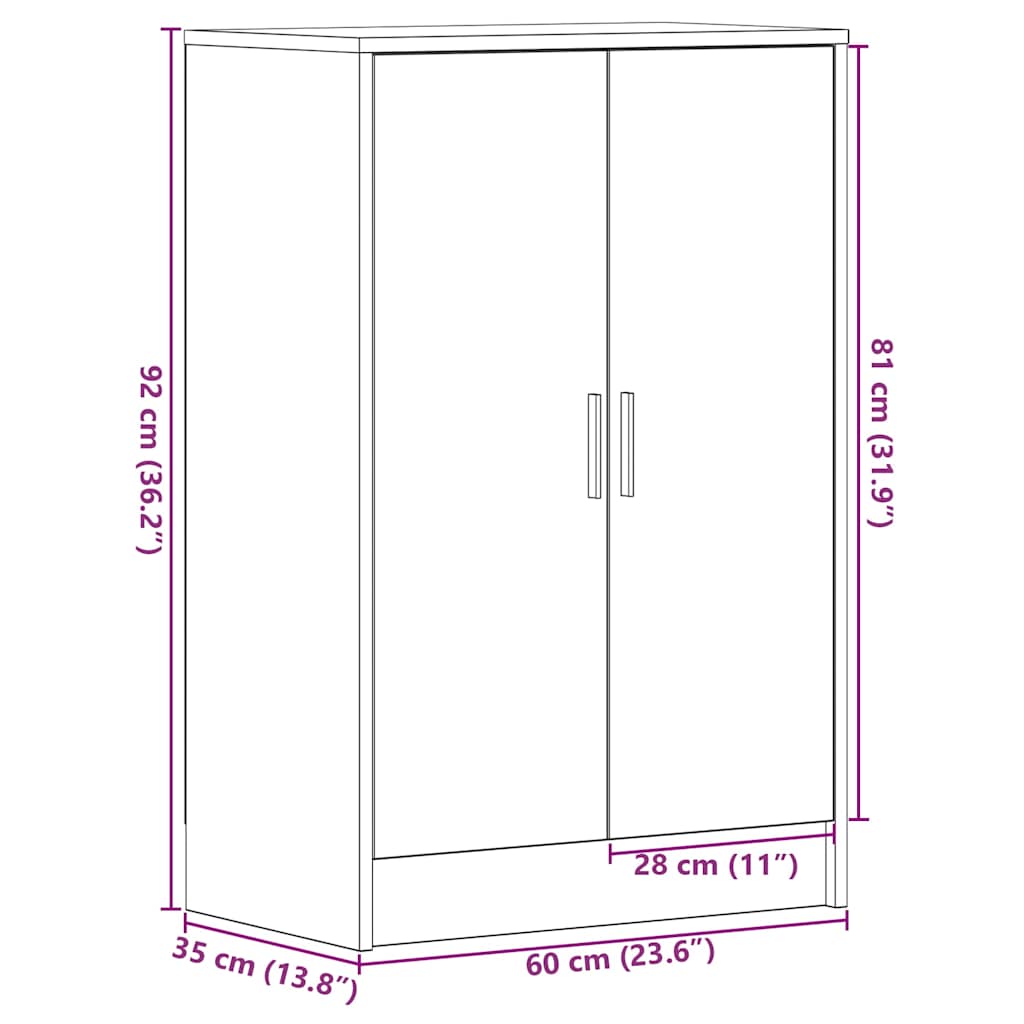vidaXL Παπουτσοθήκη Μαύρη βελανιδιά 60x35x92 εκ. Επεξεργασμένο Ξύλο