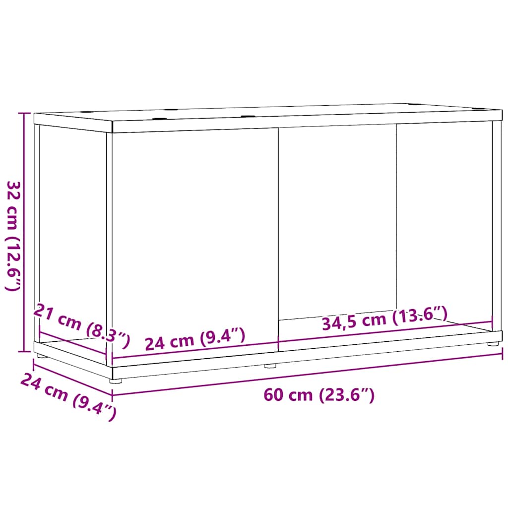 vidaXL Έπιπλο Τηλεόρασης Μαύρο Δρυς 60x24x32 εκ. από Τεχνητό Ξύλο