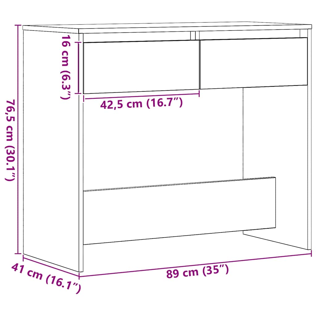 vidaXL Κονσόλα Τραπεζιού Μαύρη Δρυς 89 x 41 x 76,5 εκ. από Τεχνητό Ξύλο