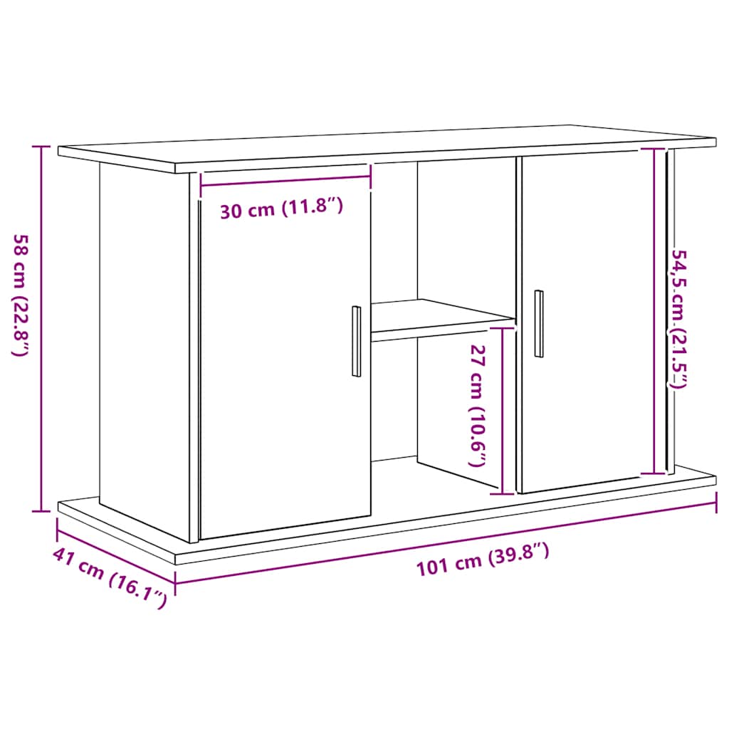vidaXL Βάση Ενυδρείου Μαύρη Δρυς 101x41x58 εκ. από Τεχνητό Ξύλο