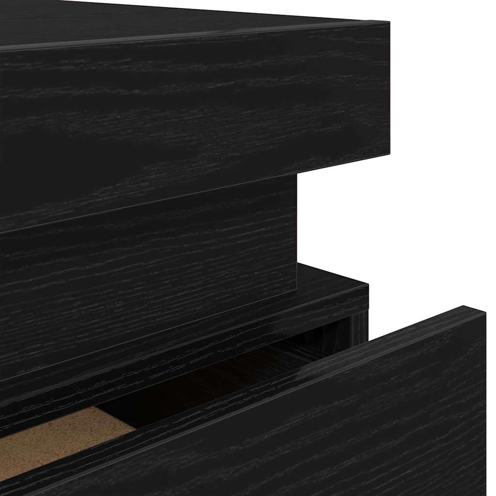 vidaXL Κομοδίνο 2 pcs Μαύρη Οξυά 35 x 39 x 55 εκ. Επεξεργασμένο ξύλο