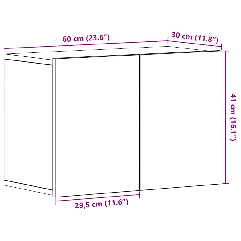 vidaXL Έπιπλο Τηλεόρασης Μαύρο Δρυς 60x30x41 εκ. από Τεχνητό Ξύλο