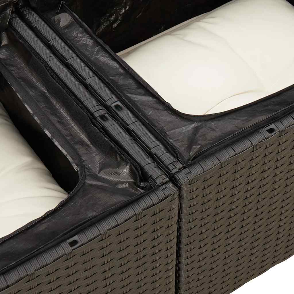 vidaXL Σετ Καναπέ Κήπου 5 Τεμαχίων Μαύρο Συνθετικό Ρατάν με Μαξιλάρια