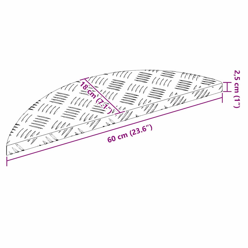 vidaXL Σκαλοπάτι Ημισέληνος 15 pcs Ασημί 60 x 18 εκ Αλουμίνιο